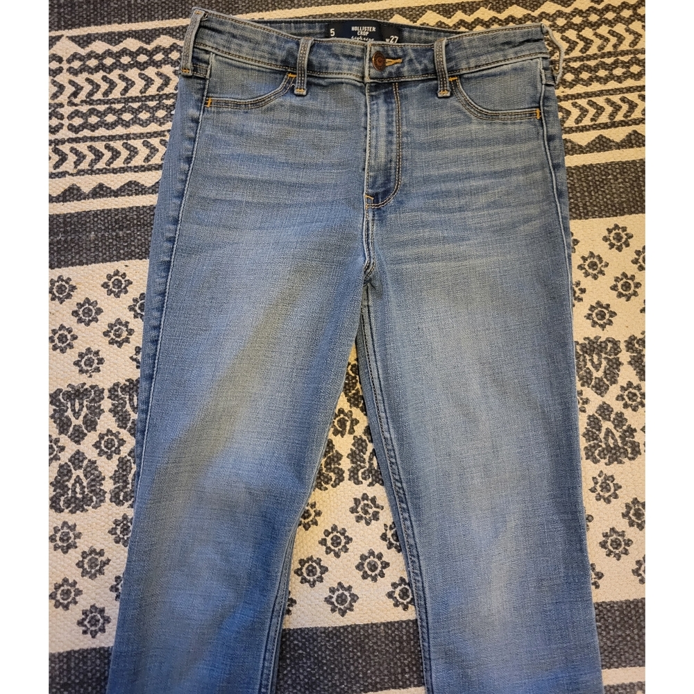 Womens Hollister Crop High rise jeans/jeggings size 5 medium wash - Picture 5 of 5